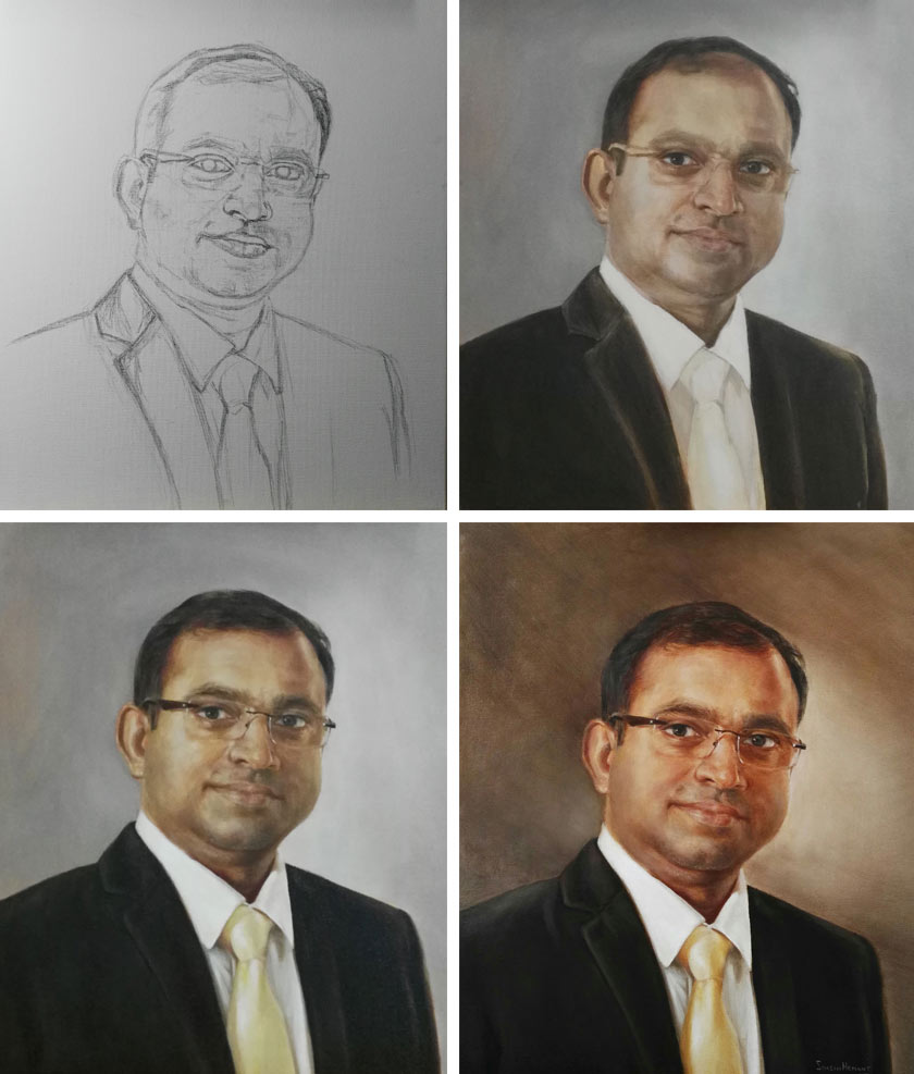 Steps of portrait painting